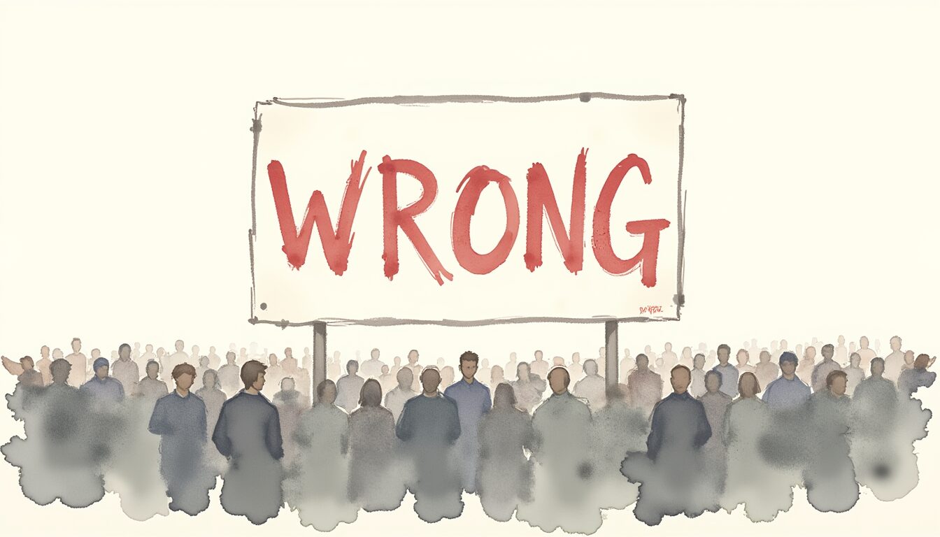 Waiver of Subrogation context shown with a “Wrong” sign and confused crowd.