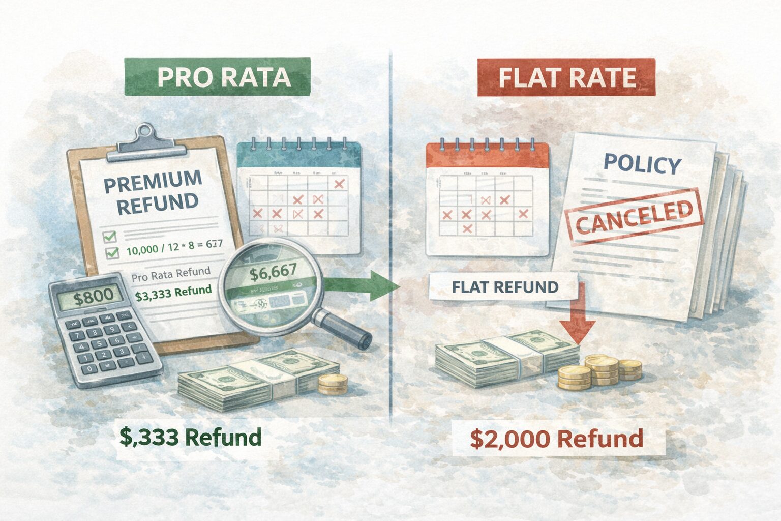 what is the difference between pro rata and flat rate