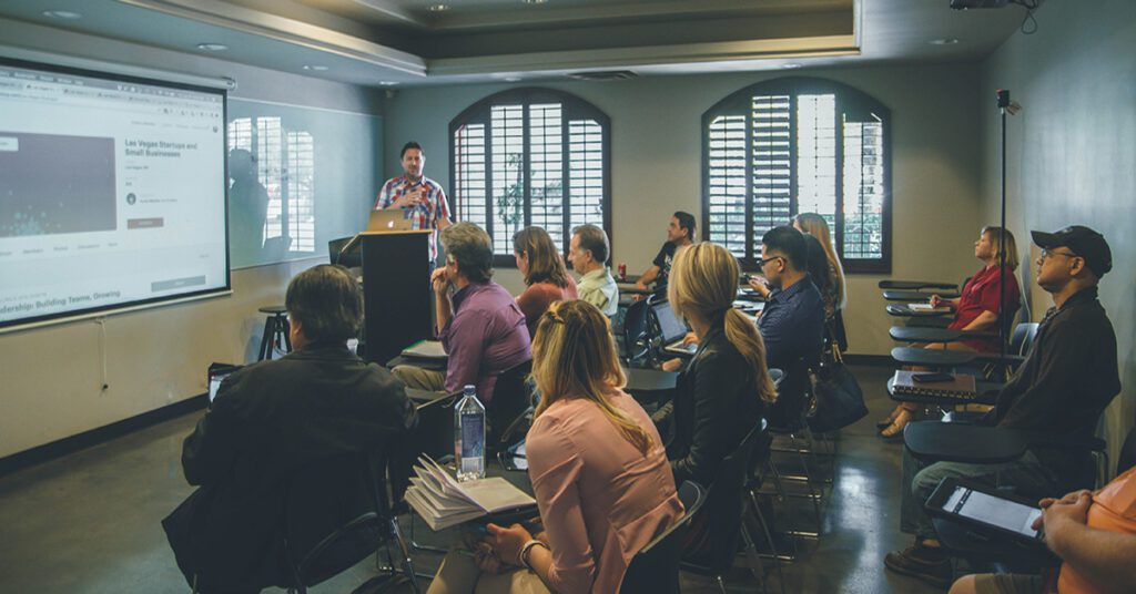 Commercial Insurance Classroom where students are learning to work in the industry.