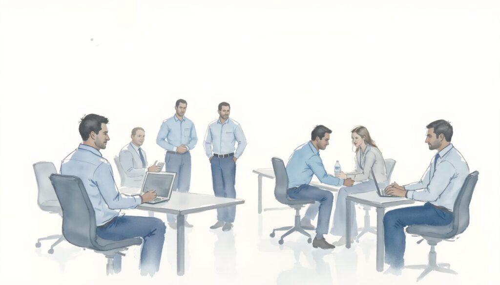 Agent productivity shown through a team of insurance professionals working together.
