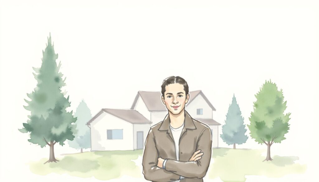 : Proud homeowner with his arms crossed with Coverage C Insurance for his home.
