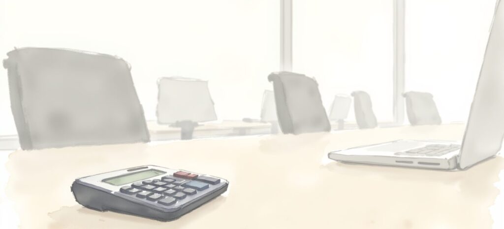 ALAE calculation shown with a calculator on a table in an office.