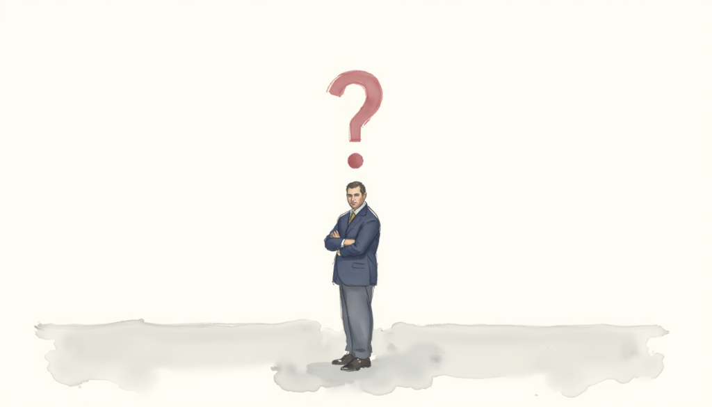 CG 2026 shown by a confused business professional with a question mark over his head in an office.