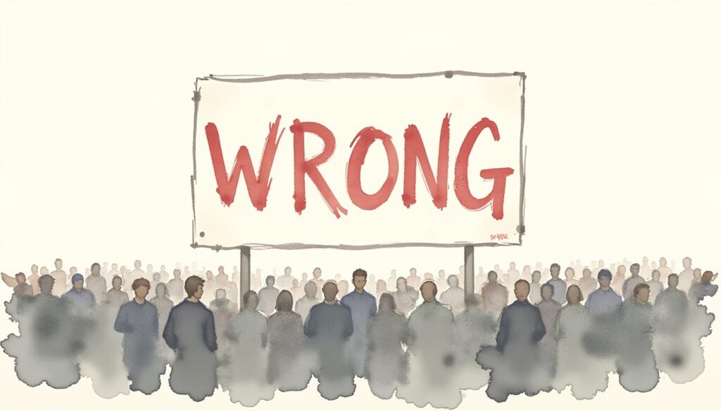 Waiver of Subrogation context shown with a “Wrong” sign and confused crowd.
