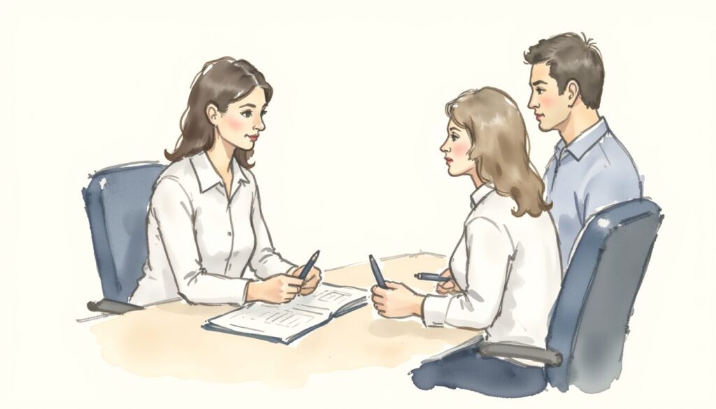 Waiver of Subrogation context shown by a professional explaining documents to clients.